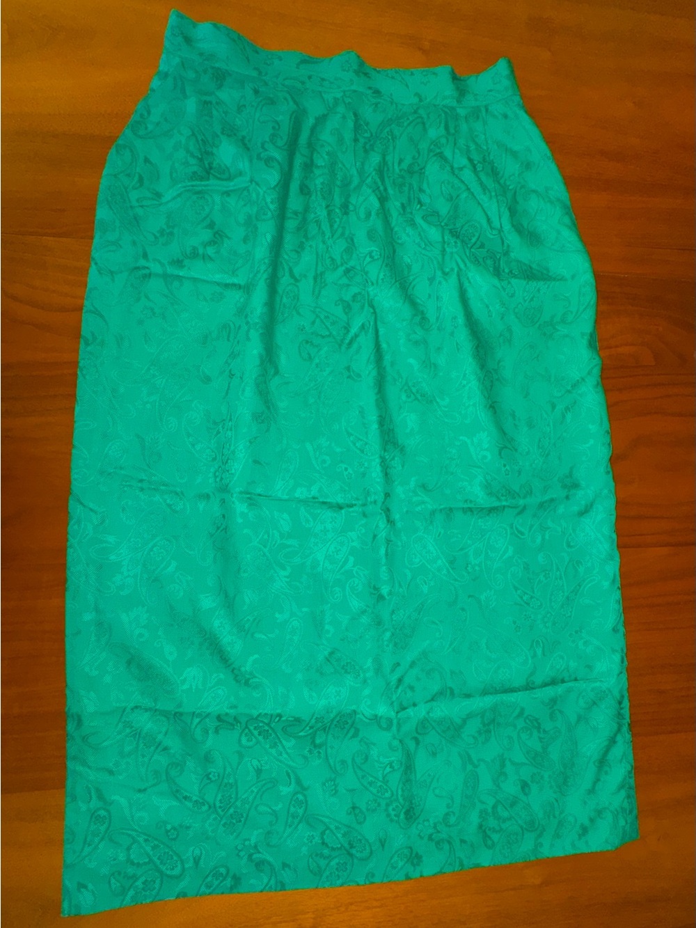 Vintage 80s Emerald Green Paisley Jacquard Pencil Skirt, CDN Heritage Brand, 8